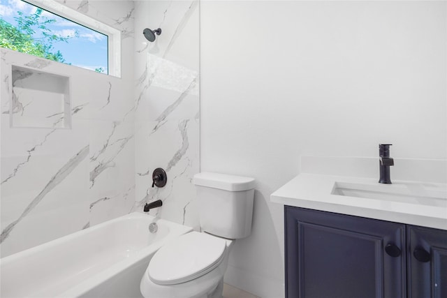 full bathroom featuring toilet, vanity, and shower / bathing tub combination