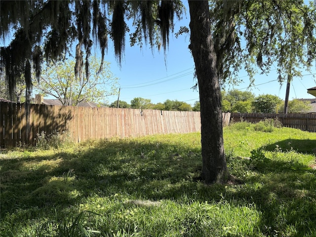 view of yard featuring a fenced backyard
