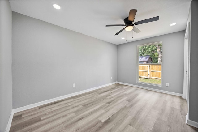 6810 Cohn St, Houston, TX 77091 - unfurnished room featuring recessed lighting, light wood-style floors, baseboards, and ceiling fan