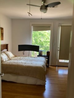 bedroom featuring wood finished floors