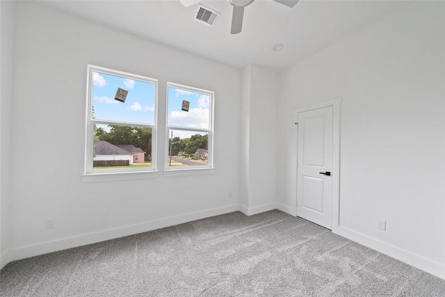 4519 Teton St, Houston, TX 77051 - spare room featuring visible vents, carpet flooring, baseboards, and ceiling fan