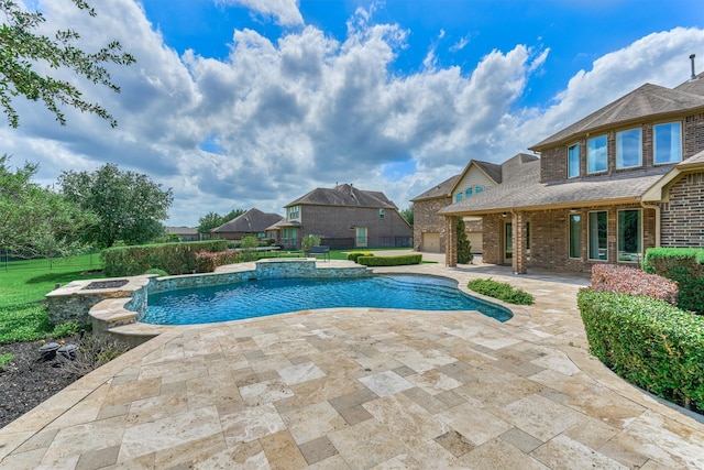 21411 Fairhaven Creek Dr, Cypress, TX 77433 - view of pool with a patio, a pool with connected hot tub, and a fire pit