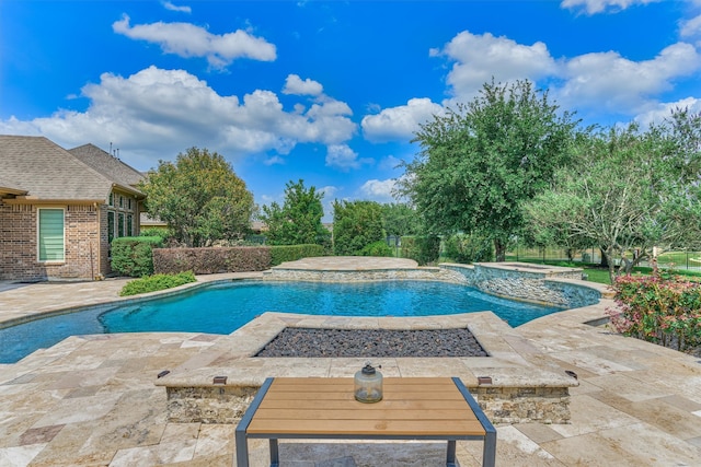 21411 Fairhaven Creek Dr, Cypress, TX 77433 - swimming pool with a patio area and an in-ground hot tub