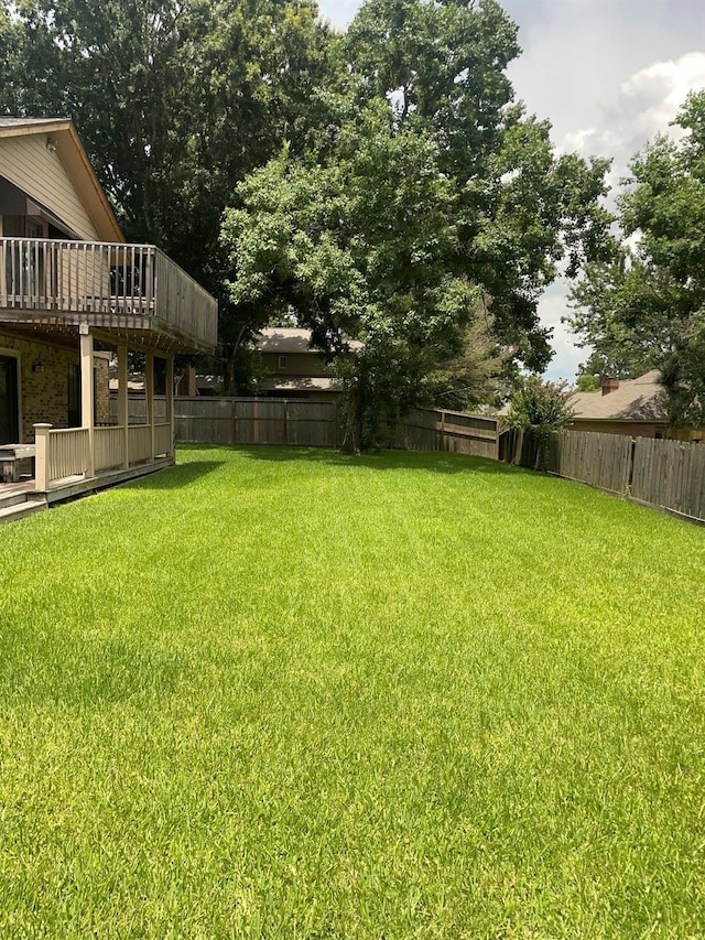 9948 Twin Shores Dr, Willis, TX 77318 - view of yard with a fenced backyard and a deck
