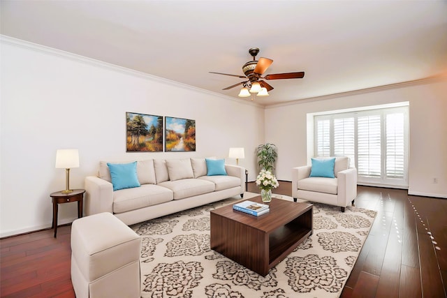 6415 Olympia Dr Unit 143, Houston, TX 77057 - living room with hardwood / wood-style floors, a ceiling fan, baseboards, and ornamental molding