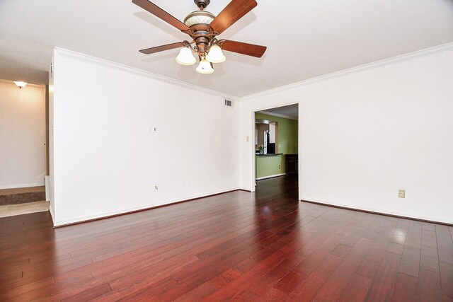 6415 Olympia Dr Unit 143, Houston, TX 77057 - unfurnished room with a ceiling fan, crown molding, hardwood / wood-style flooring, baseboards, and visible vents