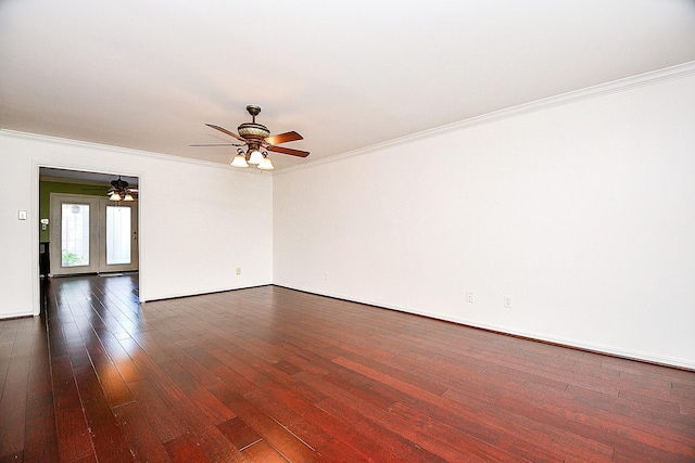 6415 Olympia Dr Unit 143, Houston, TX 77057 - unfurnished room featuring a ceiling fan, baseboards, crown molding, and dark wood-style floors