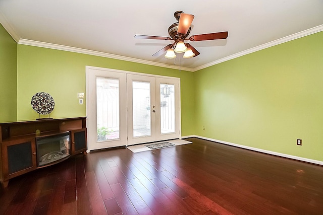 6415 Olympia Dr Unit 143, Houston, TX 77057 - unfurnished living room with wood finished floors, a ceiling fan, baseboards, and ornamental molding