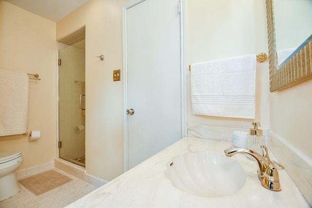 6415 Olympia Dr Unit 143, Houston, TX 77057 - full bath featuring tile patterned flooring, toilet, a stall shower, and a sink