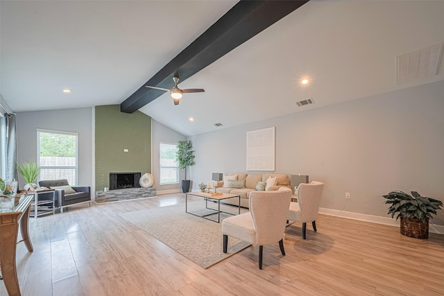 7730 Maple Tree Dr, Houston, TX 77088 - living room with light wood-style flooring, plenty of natural light, a ceiling fan, baseboards, and recessed lighting