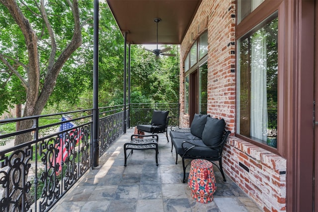 view of patio / terrace with ceiling fan