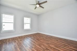 8926 Easthaven Blvd, Houston, TX 77075 - spare room featuring ceiling fan, baseboards, and wood finished floors