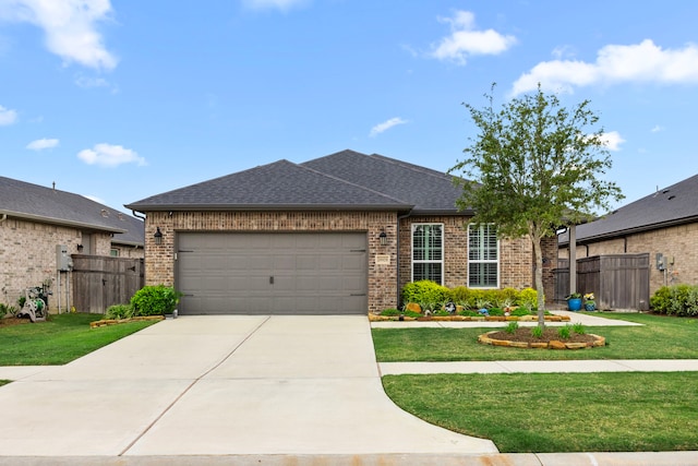 28928 Autumn Shore Dr, Fulshear, TX 77441 - view of front of house with brick siding, a garage, concrete driveway, and roof with shingles