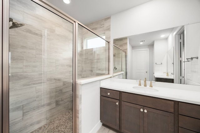 28928 Autumn Shore Dr, Fulshear, TX 77441 - full bathroom featuring a stall shower, vanity, and recessed lighting