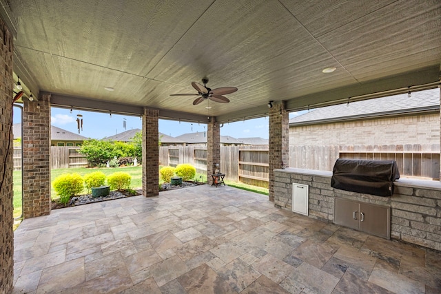 28928 Autumn Shore Dr, Fulshear, TX 77441 - fenced backyard featuring a patio and ceiling fan