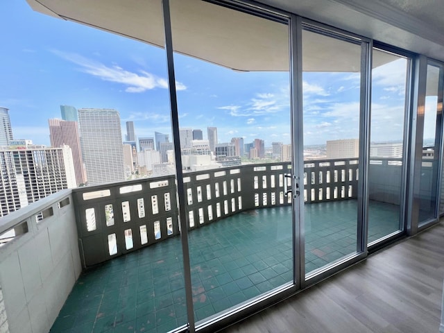 balcony with a view of city