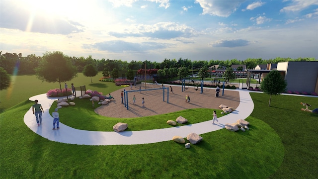 view of community with a yard