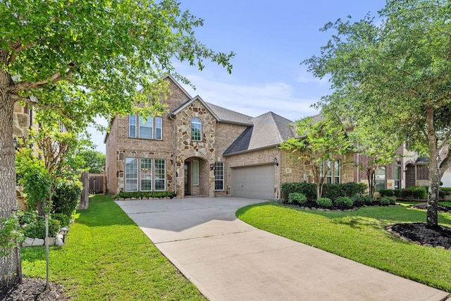 514 Whitney Oaks Ln, Stafford, TX 77477 - traditional home featuring concrete driveway, a front lawn, brick siding, and a garage