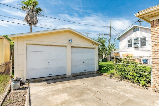 view of detached garage