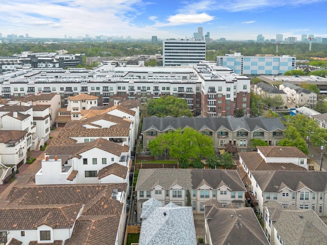 drone / aerial view with a city view
