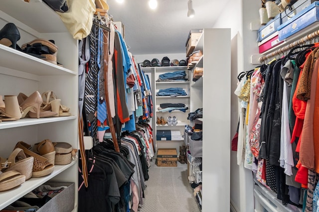 walk in closet featuring carpet