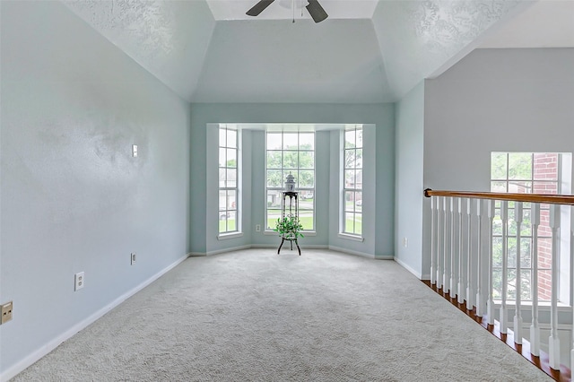 1410 Quiet Green Ct, Houston, TX 77062 - carpeted spare room featuring lofted ceiling, a ceiling fan, and baseboards