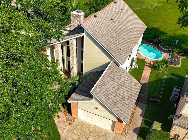 8407 Rebawood Dr, Humble, TX 77346 - view from above of property with a pool area