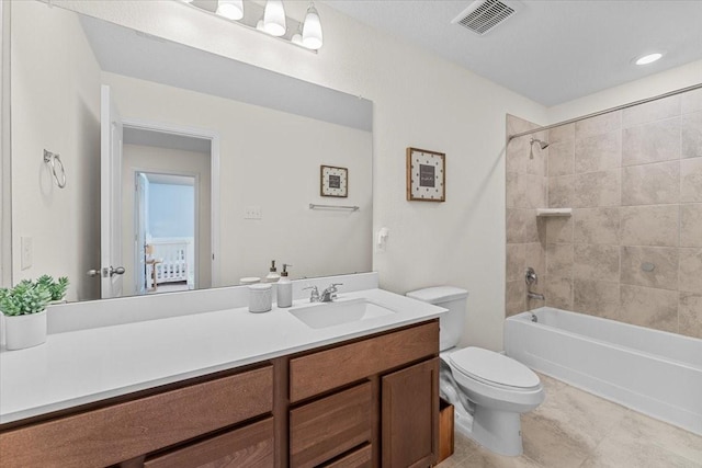 8804 Ute Creek Ln, Magnolia, TX 77354 - full bath with visible vents, toilet, tile patterned floors, vanity, and  shower combination