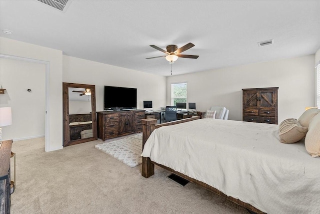 8804 Ute Creek Ln, Magnolia, TX 77354 - bedroom featuring visible vents, ceiling fan, and carpet floors
