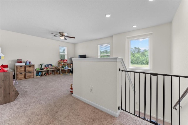 8804 Ute Creek Ln, Magnolia, TX 77354 - game room with recessed lighting, carpet floors, and plenty of natural light