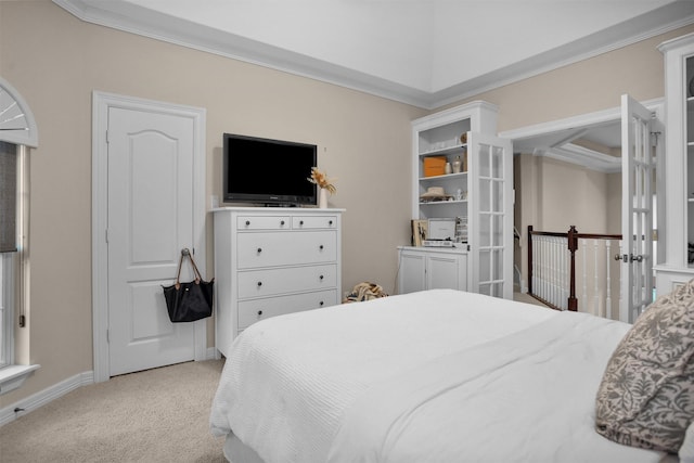 11409 E Zoe Loop Dr, Montgomery, TX 77316 - bedroom with light carpet, crown molding, and baseboards