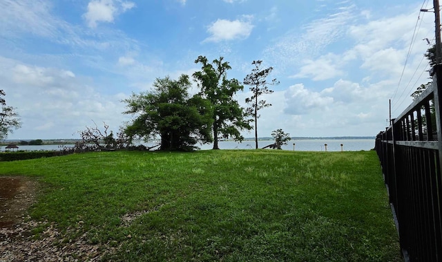 view of yard with a water view