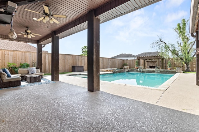 101 Sir Cameron, Lumberton, TX 77657 - view of pool with a patio, a fenced backyard, and ceiling fan