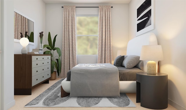 bedroom with baseboards and carpet flooring