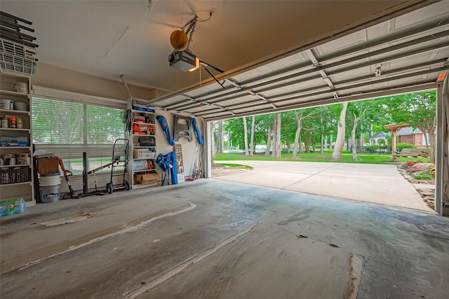 garage with a garage door opener