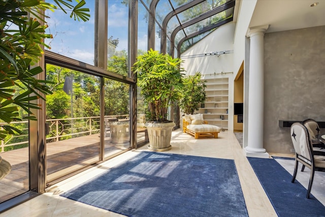 view of unfurnished sunroom
