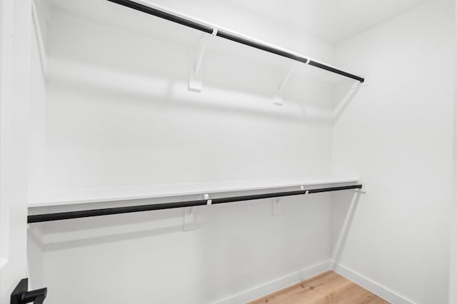 walk in closet with light wood-type flooring
