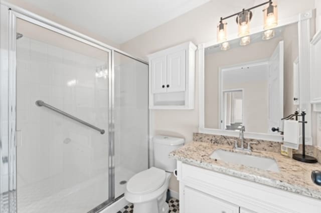 7103 Hot Creek Trce, Humble, TX 77346 - full bathroom with toilet, a shower stall, and vanity