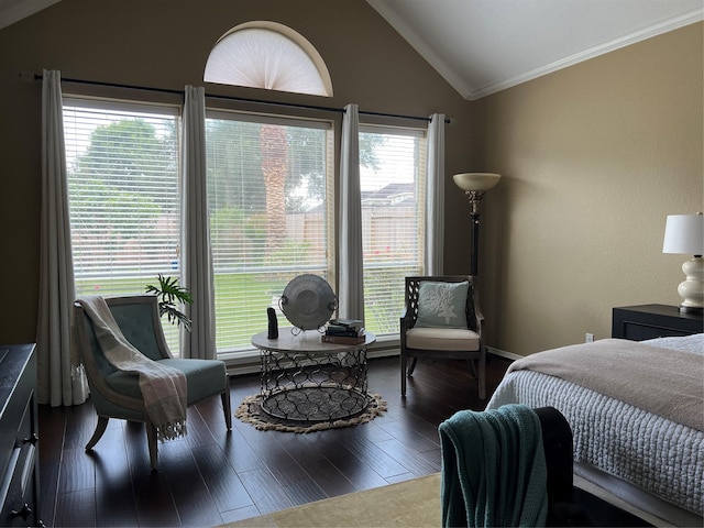 3902 Lakeridge Canyon Dr, Sugar Land, TX 77498 - bedroom featuring lofted ceiling, ornamental molding, and wood finished floors