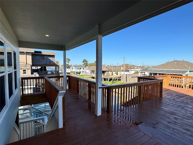 deck with a residential view