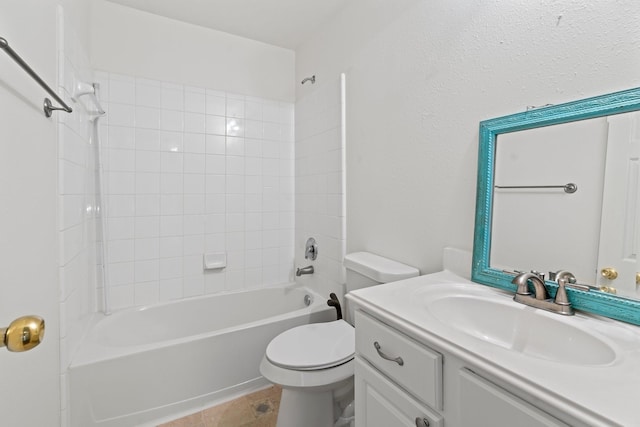 8010 Fox St, Baytown, TX 77523 - full bathroom featuring tile patterned flooring, toilet, vanity, and shower / washtub combination