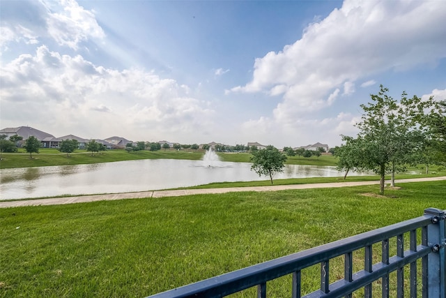 view of water feature with a residential view