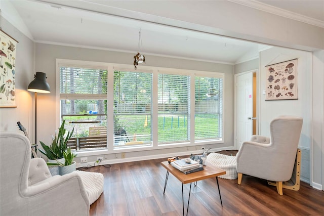 6226 Allentown Dr, Spring, TX 77389 - sitting room with wood finished floors, baseboards, and ornamental molding