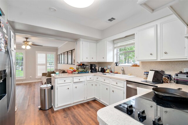 6226 Allentown Dr, Spring, TX 77389 - kitchen featuring light countertops, a wealth of natural light, stainless steel appliances, and wood finished floors