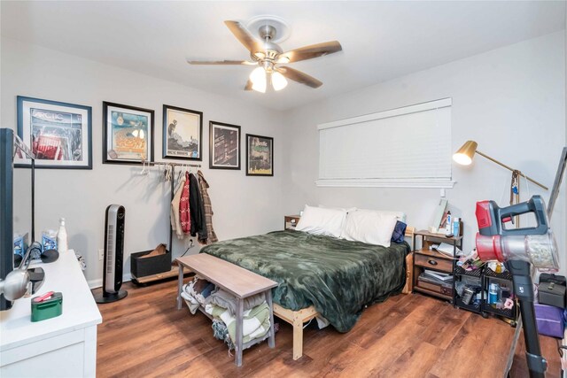 6226 Allentown Dr, Spring, TX 77389 - bedroom featuring ceiling fan and wood finished floors