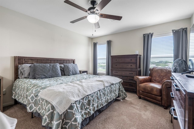 bedroom with carpet and ceiling fan