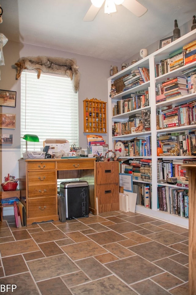 office area featuring ceiling fan