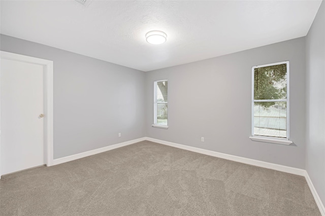spare room with baseboards and carpet flooring
