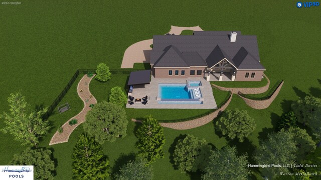 1406 Amber Cv, Willis, TX 77378 - view from above of property featuring a pool