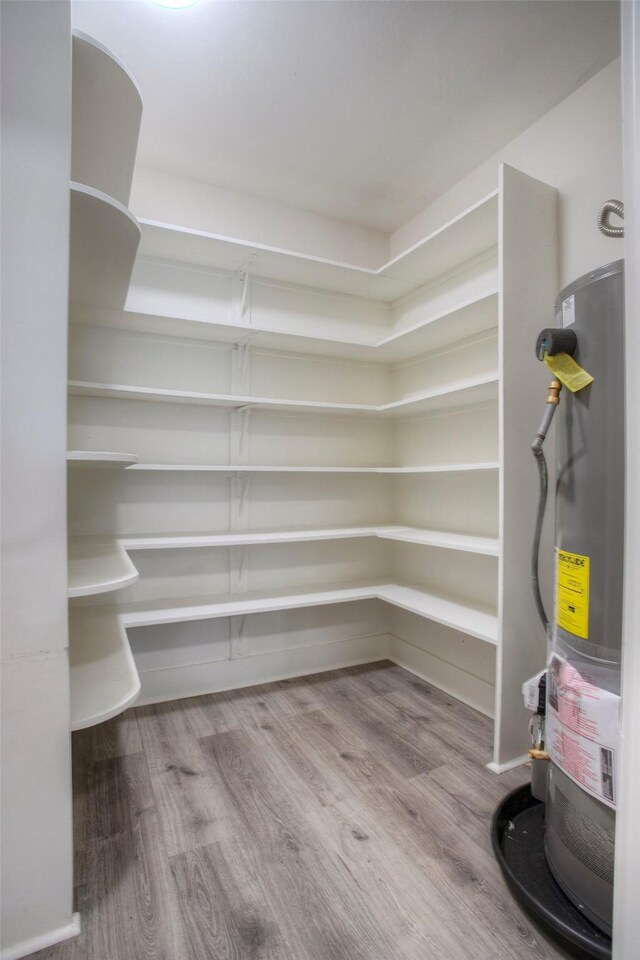 storage area with water heater